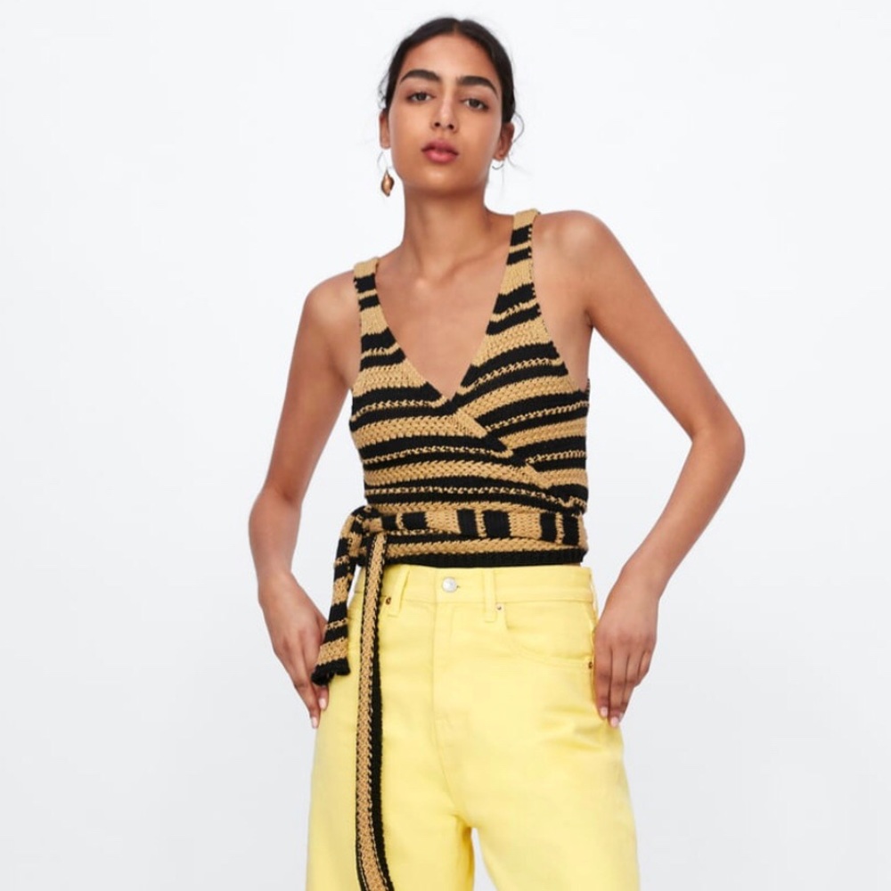 New Zara Striped Knit Wrap Top (without tags)